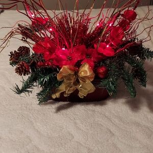 Festive Red and Gold Holiday Centerpiece